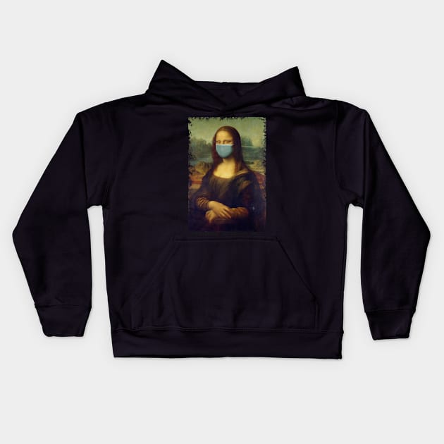 Mona Lisa Mask Coronavirus Kids Hoodie by Scar